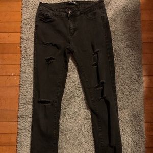 Black Wax Jeans with Rips Size 7